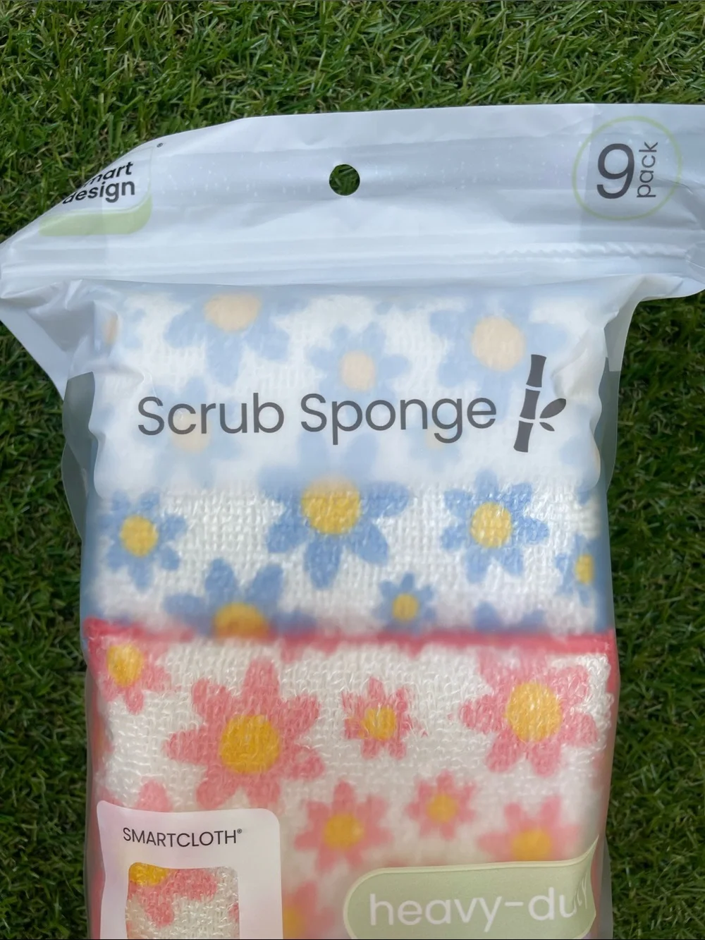 SmartCloth Floral Heavy-Duty Scrub Sponges — Pink, Blue, Purple (9 Pack)